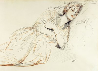 Liggande kvinna; Liggande kvinna, av Paul Cesar Helleu