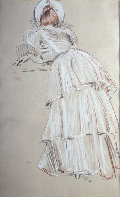 Kvinna som står lutad bakifrån (pastell) av Paul Cesar Helleu