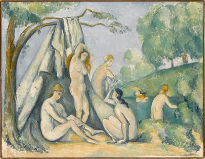 Badande kvinnor framför ett tält (Baigneuses devant la tente) av Paul Cézanne