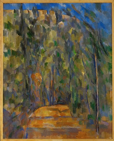 Böj i skogsvägen (olja på duk) av Paul Cezanne