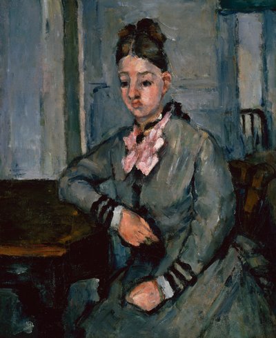 Madame Cezanne lutad mot ett bord, ca 1873 (olja på duk) av Paul Cézanne