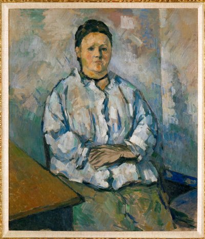 Madame Cezanne sittande (olja på duk) av Paul Cezanne