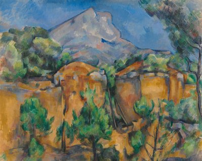Mont Sainte-Victoire sedd från Bibémus stenbrott av Paul Cézanne