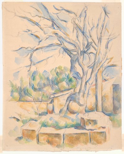 Pistageträd vid Château Noir av Paul Cézanne