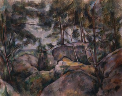 Stenar i skogen av Paul Cézanne