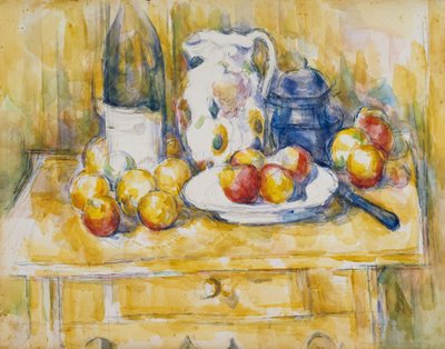 Stilleben med äpplen på en skänk av Paul Cézanne