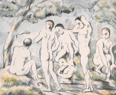 ”Badarna” (liten tavla) av Paul Cézanne