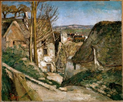 Den hängde mannens hus (olja på duk av Paul Cézanne