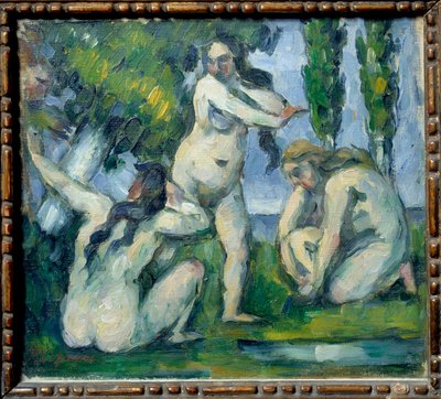 Tre badande målning av Paul Cezanne (1839-1906). 1875-1877 sön. 0,22x0,19 m Paris, musee d
