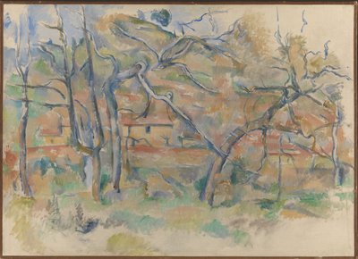 Träd och hus, Provence av Paul Cézanne