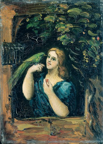 Kvinna med en papegoja av Paul Cézanne