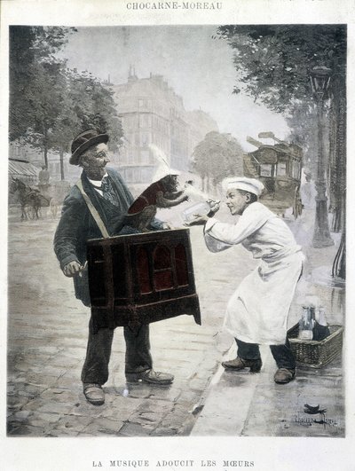 Musik mjukar upp moralen, målning av Chocarne-Moreau, ca. 1900 av Paul Charles Chocarne-Moreau