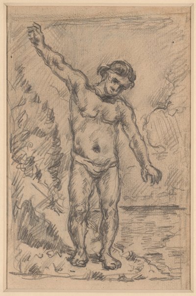 Badare med utsträckta armar (recto); Studie av ett träd (verso) av Paul Cézanne