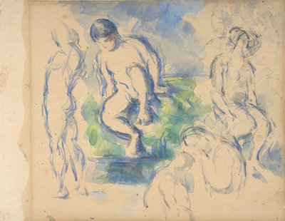 Badande recto, Stilleben verso, ca. 1890 recto - 1900 verso. av Paul Cézanne