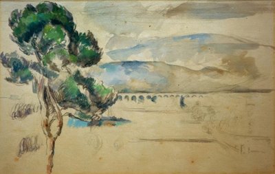 Bågens dal med viadukt och en tall av Paul Cézanne