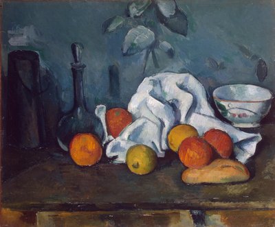English: Milk dispenser, carafe and bowl Mjölkautomat, karaff och skål av Paul Cézanne