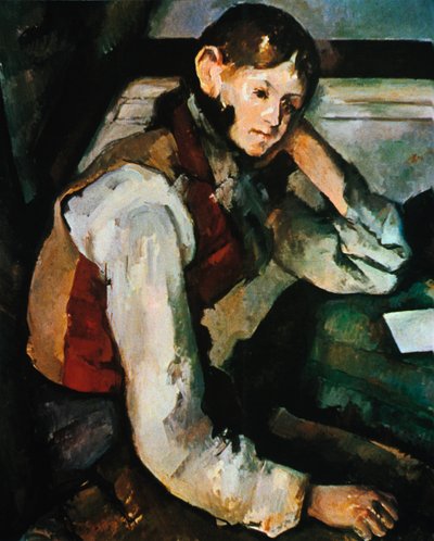 Pojken i en röd väst, 1888-1890 av Paul Cézanne