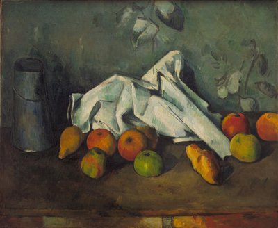Mjölkburk och äpplen, 1879-1880 av Paul Cézanne