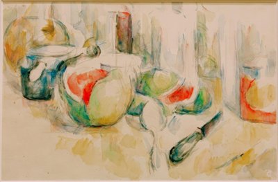 Stilleben med hackad vattenmelon av Paul Cézanne