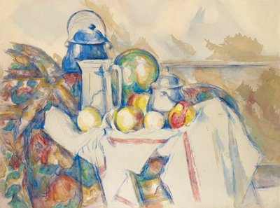 Stilleben med mjölkkanna, melon och sockerskål, 1900-1906. av Paul Cézanne