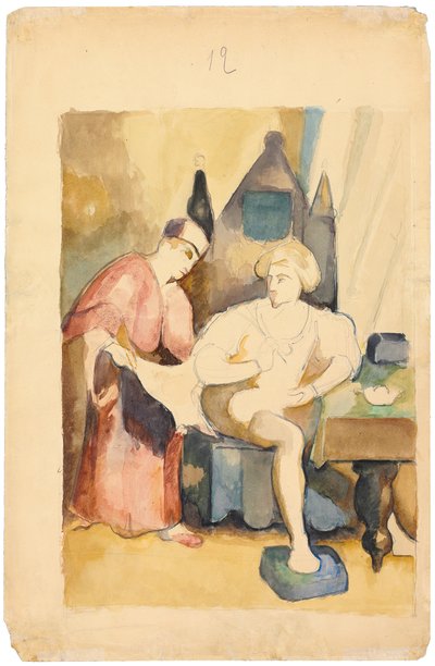 Scen som skildrar en romantisk berättelse; Scene Illustrant un Recit Romantique, c.1875-1885 av Paul Cézanne