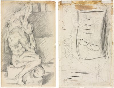 Skiss av anatomisk skulptur (recto) Skiss av Madame Cézanne (verso) av Paul Cézanne