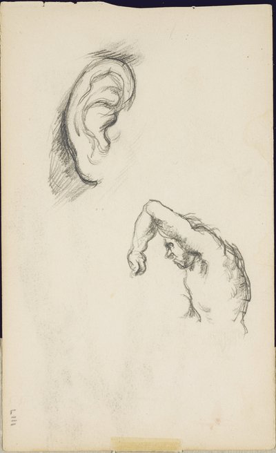 Studier efter Luca Signorelli: ett öra och en mansfigur, c.1877-80 av Paul Cézanne