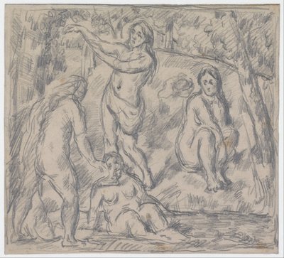 Studie av fyra kvinnor som badar av Paul Cézanne