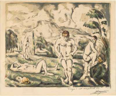 Badarna (stor tallrik) av Paul Cézanne