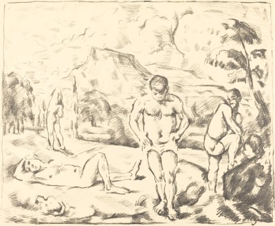 Badarna (stor tallrik) av Paul Cézanne
