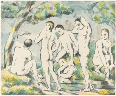 The Baders (Small Plate) av Paul Cézanne