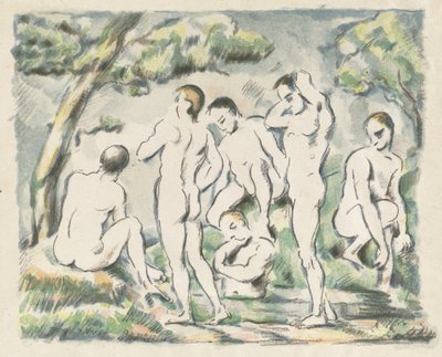 The Baders (Small Plate) av Paul Cézanne