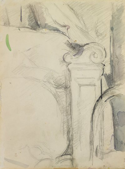 The Bedstead (penna & wc på papper) av Paul Cézanne