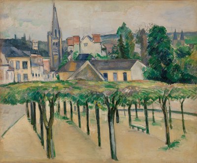 Kyrkan Saint-Aspais sett från Place de la Préfecture i Melun av Paul Cézanne