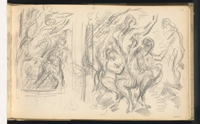 Två studier för "The Judgment of Paris" eller "The Amorous Shepherd" av Paul Cézanne