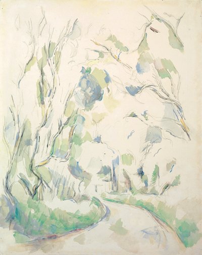 Brunnar och en slingrande stig i Chateau Noir Park; Väl och slingrande väg i området Chateau Noir, c.1900 av Paul Cézanne