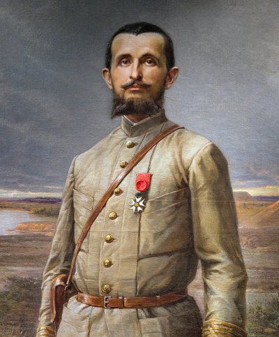 detalj av målningen "" Commander Marchand"" (Jean Baptiste - Jean-Baptiste Marchand av Paul Dominique Philippoteaux