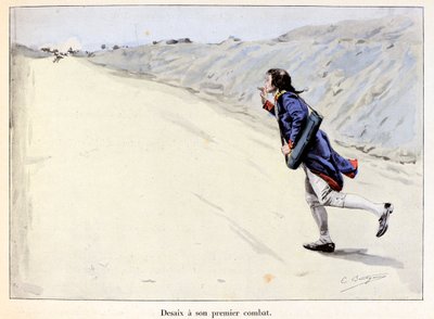 Desaix har sin första kamp: Charles Antoine Desaix de Veygoux (1768-1800) fångar en fånge i Landau in der Pfalz (Tyskland) medan armén drar sig tillbaka - illustration av Emile Boutigny (1853-1929) I "Hoche-Marceau-Desaix" av Theodore Cahu (1854-1928) - Pr av Paul Émile Boutigny