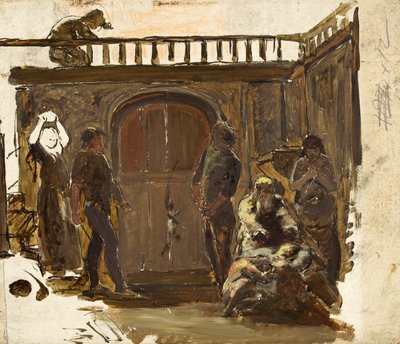 Skiss för "The Quarrel" (olja på papper) av Paul Falconer Poole
