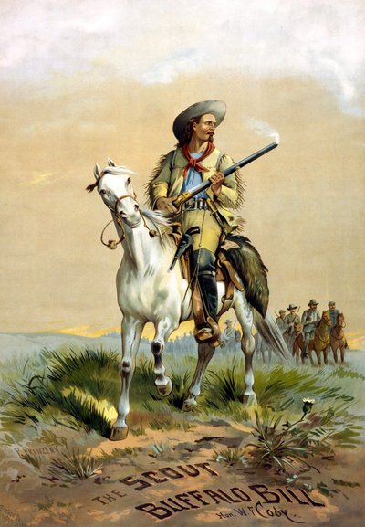 Omslag till boken "The Scout Buffalo Bill" av Han. W.F. Cody, illustration av P. Frenzeny, sd. mellan 1860 och 1890. av Paul Frenzeny