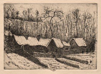 Sex etsningar: The Thatched Bagery, Auvers av Paul Gachet
