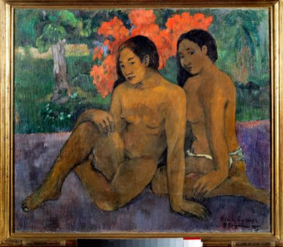 Och guldet från deras kroppar. Två tahitianer poserar nakna. Målning av Paul Gauguin (1848-1903) 1901 sön. 0,67x0,76 m Paris, musee d