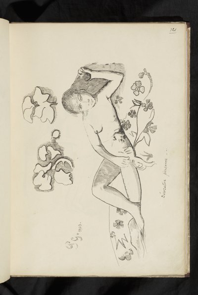 Före och efter - ritning "Dekorativ person" av Paul Gauguin