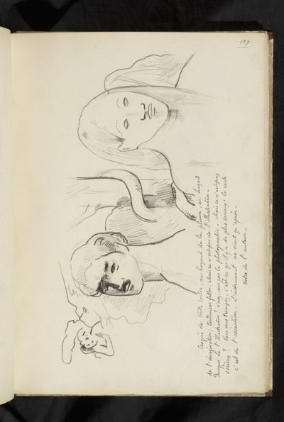 Avant et après - text och teckning av Adam och Eva med ormen som slingrar sig runt trädet bakom dem av Paul Gauguin