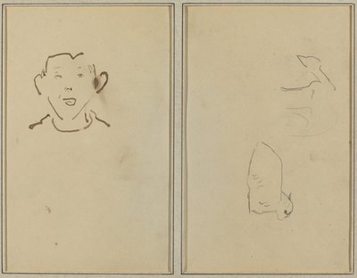 Pojkes ansikte; Två får [verso] av Paul Gauguin