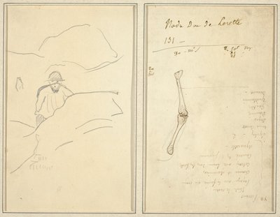 Breton pojke i ett landskap; Studie av en arm [verso] av Paul Gauguin