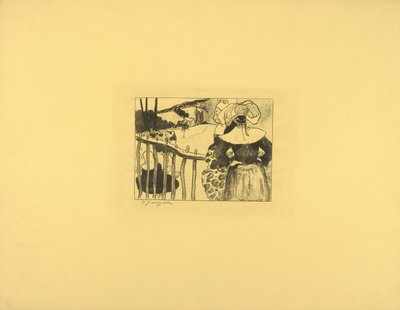 Bretonska kvinnor vid ett staket av Paul Gauguin