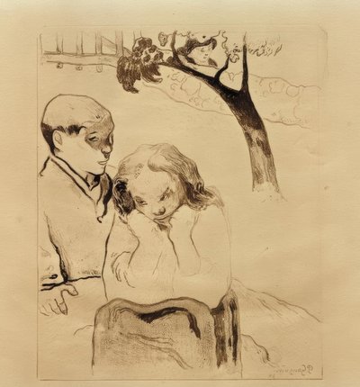 Bretoner vid barriären av Paul Gauguin