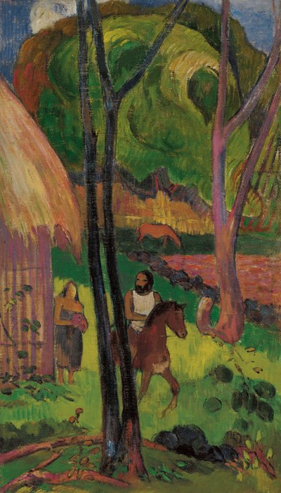 Ryttare framför kojan, 1902. av Paul Gauguin