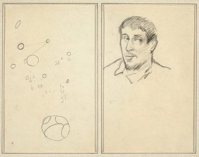 Cirklar och siffror; Självporträtt [recto] av Paul Gauguin